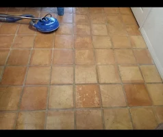 Tile floor before Team Steam tile and grout cleaning